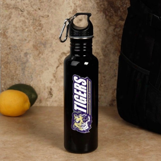 Lsu Tigers Negro Stainless Steel Water Bottle