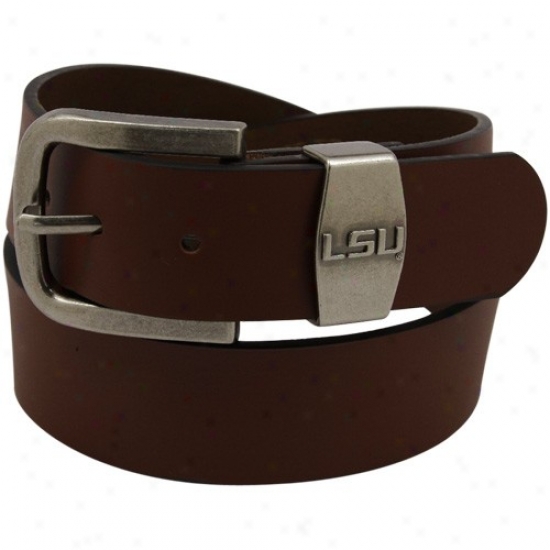 Lsu Tigers Brown Leather Belt