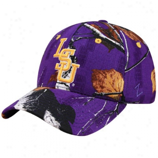 Lsu Tigers Hat : Zephyr Lsu Tigers Purple Camo Big Made of ~ Z-fit Hat