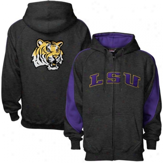 Lsu Tigers Stuff: Lsu Tigers Charcoal Varsity Full Zip Hoody Sweatshirt