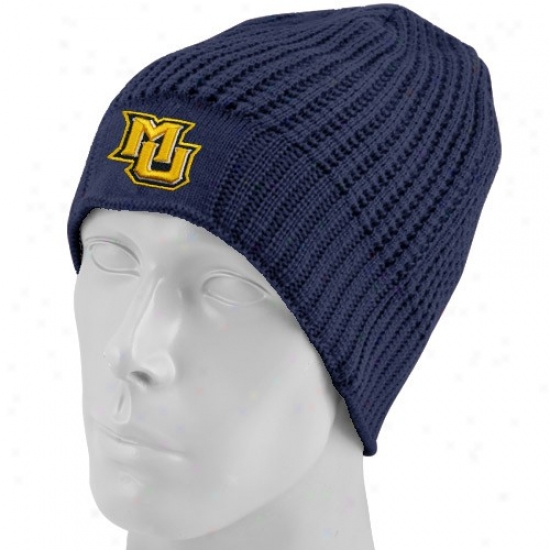 Marquetfe Golden Eagles Caps : Nike Marquette Golden Eagles Navy Blue 3rd And Long Knit Beanie