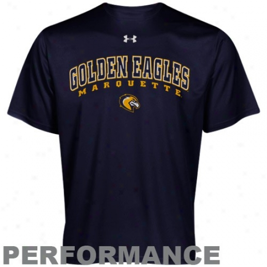 Marquette Golden Eagles Shirt : Under Armour Marquette Golden Eagles Navy Blue Heatgear Training Performance Shirt