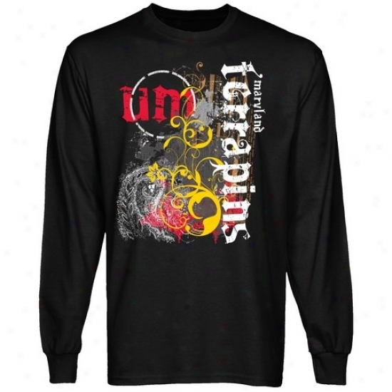 Maryland Terrapins T Shirt : Maryland Terrapins Mma Splat Black Long Sleeve T Shirt