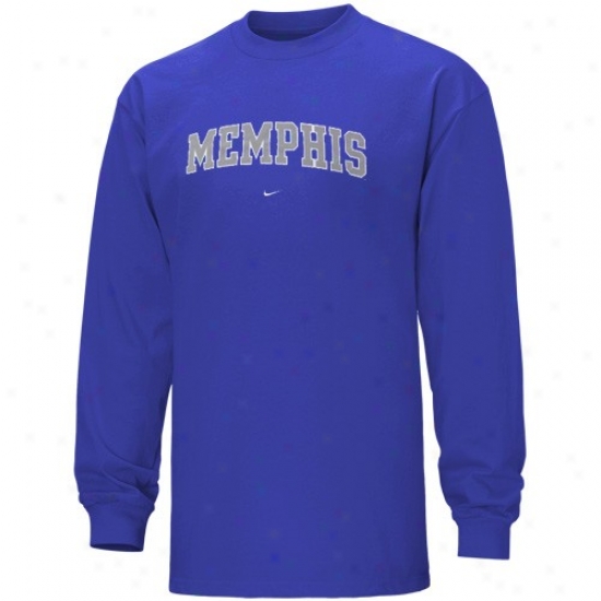 Memphos Tigers Tees : Nike Memphis Tigers Magnificent Blue Vertical Arch Long Sleeve Tees