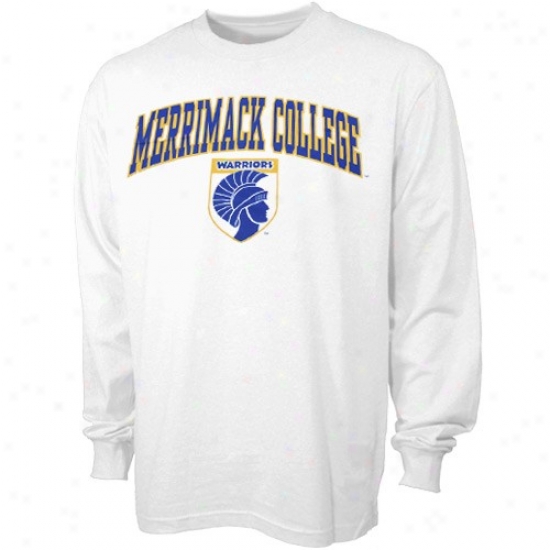 Merrimack College Warriors Tshirts : Merrimack College Warriors  White Bare Essentials Long Sleeve Tshirts