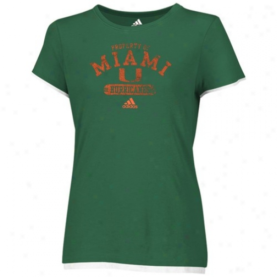 Miami Canes Shirts : Adidas Miami Canes Ladies Green Propedty Of Shirts