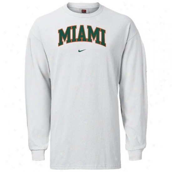 Miami Hurricanes Apparel: Nike Miami Hurricanes White Classic College Long Sleeve T-shirt