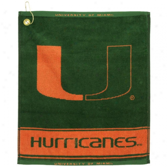 Miami Hurricanes Green Woven Golf Towel