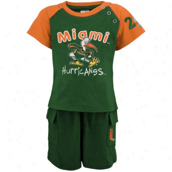 Miami Hurricanes Infant Green Clubhouse Tee And Syort Set