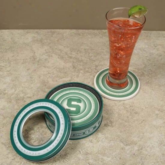 Michigan State Spartans 4-pack Coasters With Tin