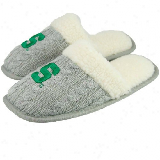 Michigan State Spartans Ladies Gray Sweater Slippers