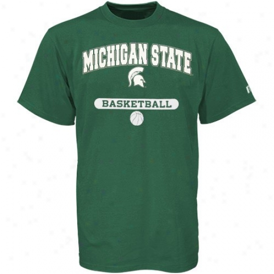 Michigan State Spartans Tshirts : Russell Michigan State Spartans Green Basketball Tshirts