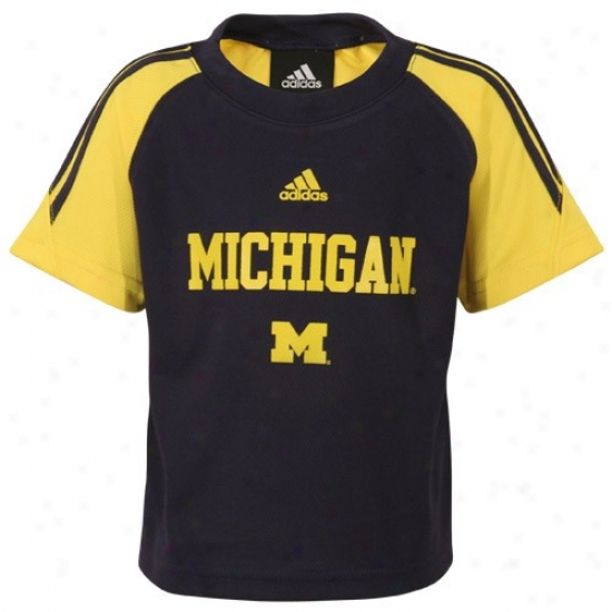 Michigan Wolverine Shirts : Adidas Michigan Wolverine Toddler Navy Blue Primary Loggo Raglan Shirts