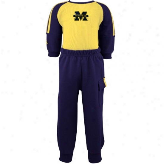 Michigan Wolverine Sweat Shirt : Michigan Wolverine Infant Maize-navy Blue Long Sleee Bodysuit & Sweatpants Attitude