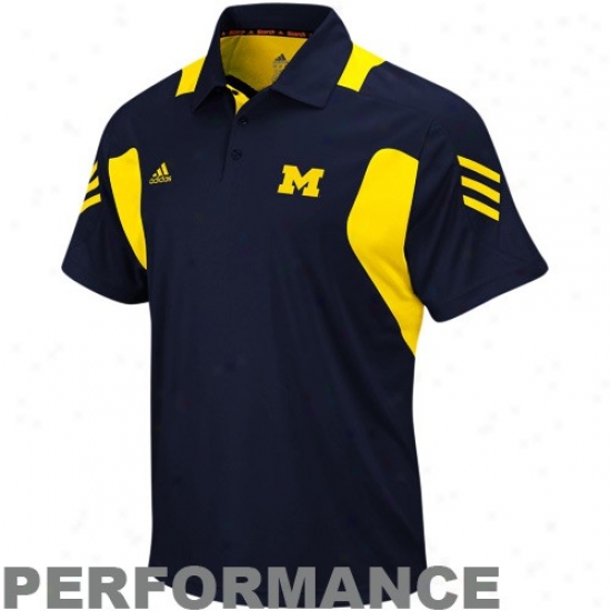 Michigan Wolverines Clothes: Adidas Michigan Wolverines Navy Blue 2010 Scorch Coaches Performance Polo