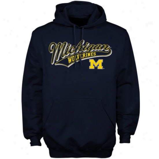 Michigan Wolverines Navy Blue Training Fleece Hoody Sweatshirt