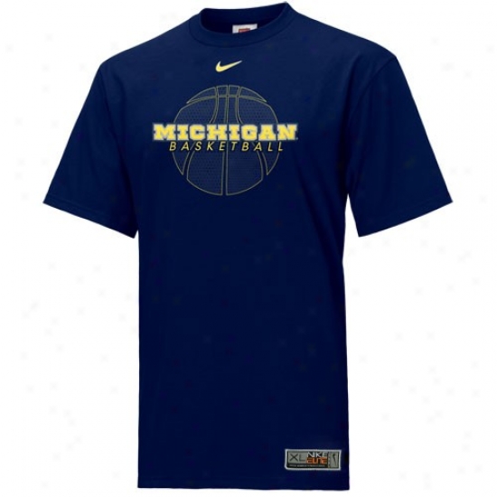 Michigan Wolverines Shirt : Nike Michigan Wolverines Navy Bluw Basketball Shirt