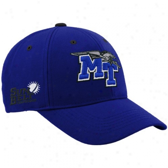 Mid. Tenn. St. Blue Raiders Hats : Top Of The World Middle Tennessee State Blue Raiders Royal Blue Triple Cpnference Adjustable Hats
