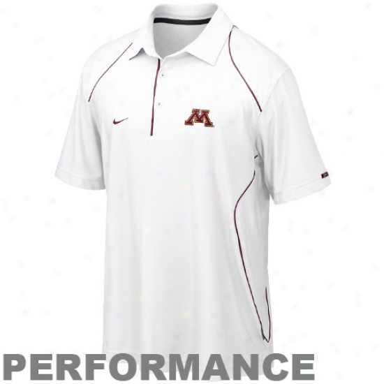 Minnesota Golden Gophers Golf Shirts : Nike Minnesota Golden Gophers White 2010 Snap Count Coaches Sideline Performance Golf Shirts