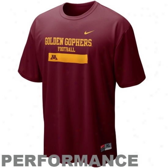 Minnesota Golden Gophers T Shirt : Nike Minnnesota Golden Gophers Maroon Dri-fit Weight Room Performance T Shirt