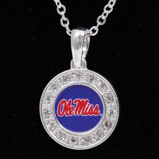 Mississippi Rebels Ladies Gentle Round Crystal Necklace