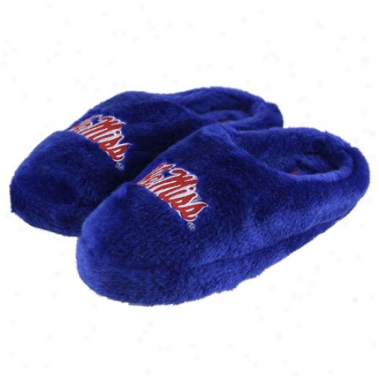 Mississippi Rebels Royal Blue Ladies Fuzzy Slippers