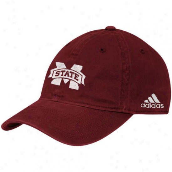 Mississippi State Bulldogs Merchandise: Adidas Mississippi State Bulldogs Maroon Slope Flex Fit Hat
