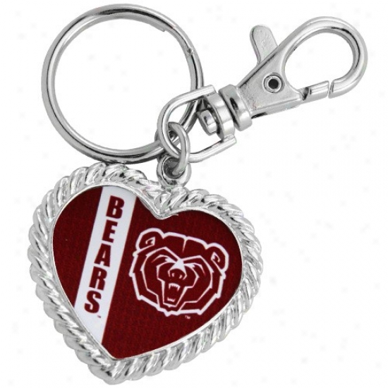 Missouri State Univerdity Bears Silvertone Heart Keychain - Laay Your Like 