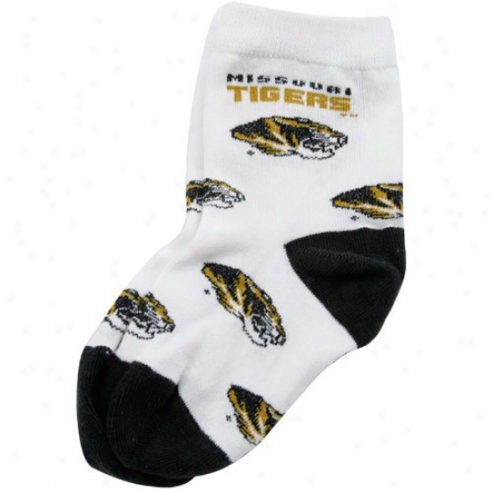 Missouri Tigers White Imfant 903 (0-13) The whole of Across Team Logo Bootie Socks