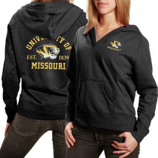 Mizzou Tigers Sweat Shirts : Mizzou Tigers Ladies Black Mesa Pullover Sweat Shirts