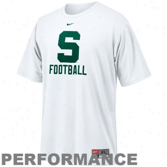Msu Spartan  T-shirt : Nike Msu Spartan  White Football Graphic Dri-fit Performance T-shirt