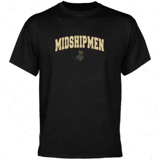 Navy Midshipmen Tshirts : Navy Midshipmen Black Mascot Arch Tshirts