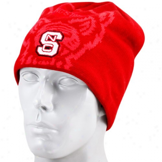 Nc State Wolfpack Gear: Adidas North Carolina State Wolfpack Red-black Mascot Reversible Knit Beanie
