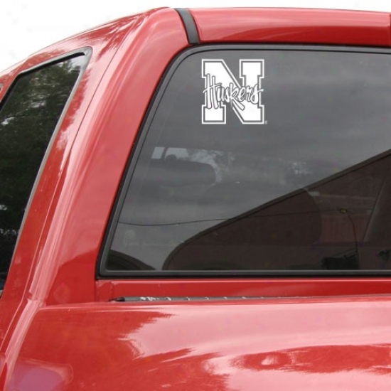 Nebraska Cornhuskers 8x8 White Team Logo Decal
