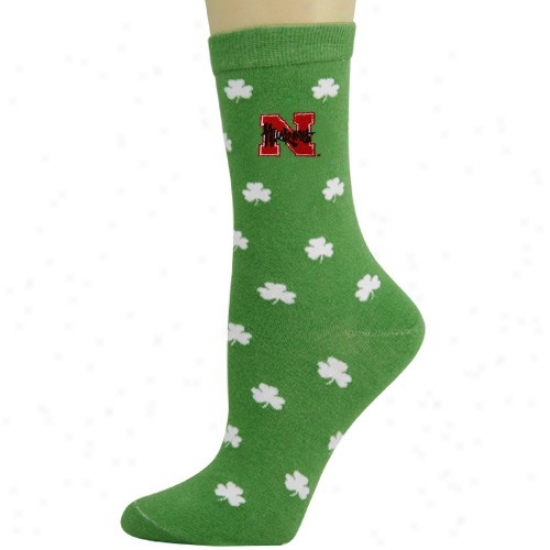 Nebraska Cornhuskers Ladies K3lly Green Shamrock Socks
