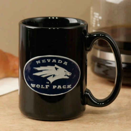 Nevada Wolf Pack Black 15oz. Pewter Logo Ceramic Mug