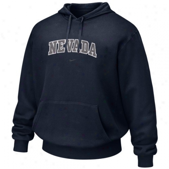 Nevada Wolf Pack Hoody : Nike Nevada Wolf Pacck Navy Pedantic  Classic Arch Lettering Hoody