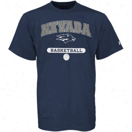 Nevada Wolf Pack T-shirt : Russrll Nevada Wolfpack Navy Blue Basketball T-shirt
