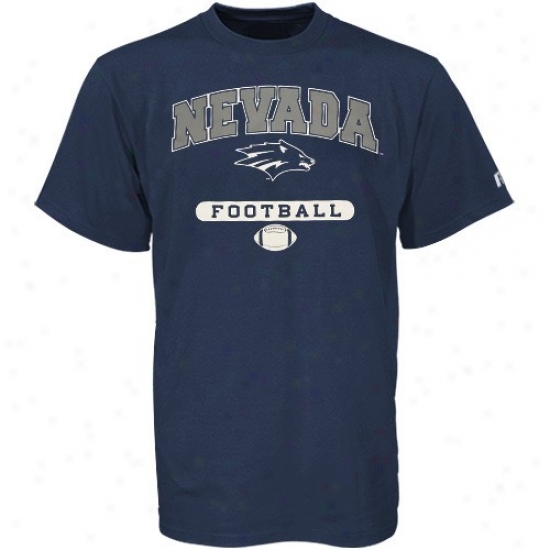 Nevada Wolf Pack Tsihrt : Russell Nevada Wolfpack Navy Blue Football Tshirt