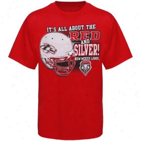 New Mexico Lobos Attire: Unaccustomed Mexico Lobos Cherry All Hither and thither Red & Silver T-shirt