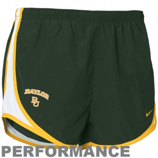 Nike Baylor Bears Ladies Green Nikefit Tempo Performance Training Shorts