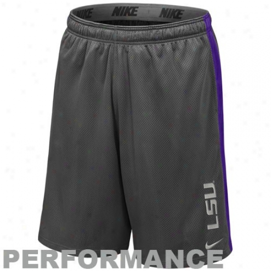 Nike Lsu Tigers Charcoal-purple Varsity Ensnare Performance Shorts