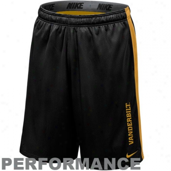 Nike Vanderbilt Commodores Black-gold Varsity Mesh Performance Shorts