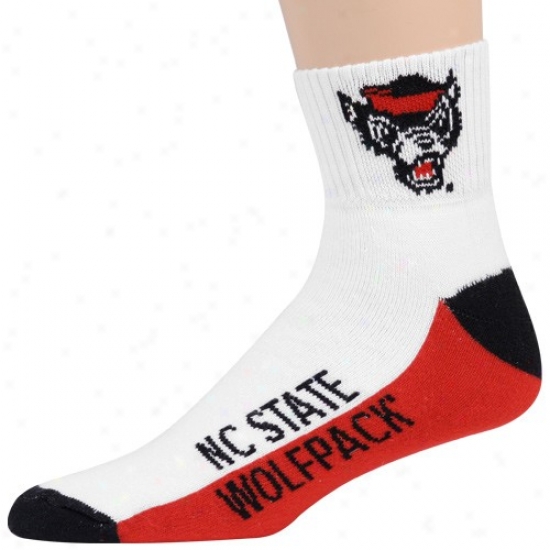 North Carolina State Wolfpack Tri-color Team Logo Quarter Length Socks