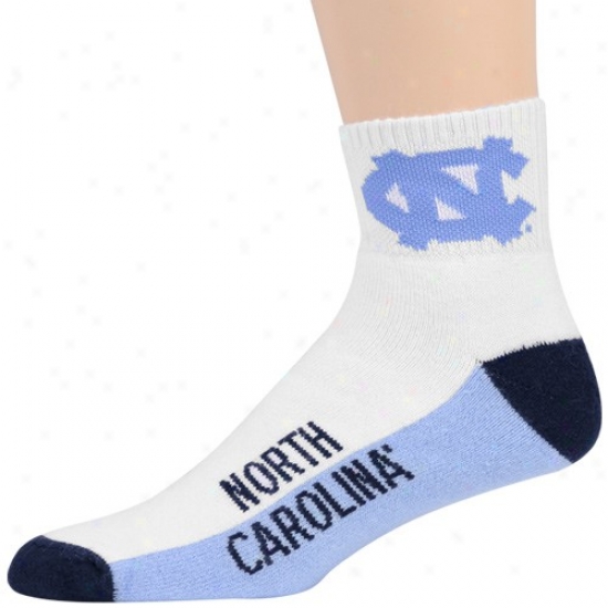 North Carolina Tar Heels (unc) Tri-color Team Logo Quarter Lejgth Socks