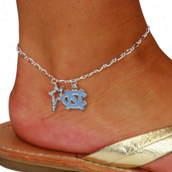 North Carolina Tar Heels (unc) Wishing Star Dangle Charm Anklet