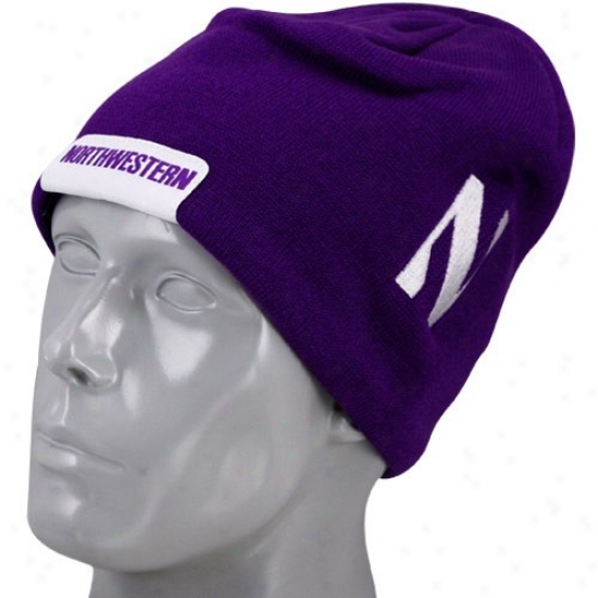 Northwestern Wildcats Hats : Adidas Northwestern Wildcats Purple Helmet Knit Beanie