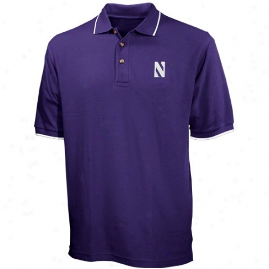 Northwestern Wildcats Polo : Northwestern Wildcats Purple Tipped Polo