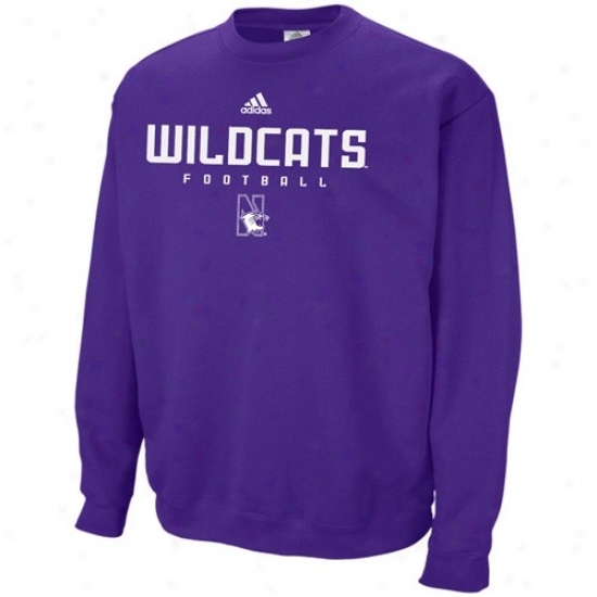 Northwestern Wildcats Sweatshirt : Adidas Northwestern Wildcats Purple Sideline Crew Sweatshirt