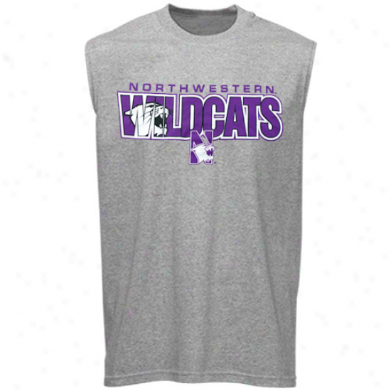 Nothtwestern Wildcats Tshirts : Northwestern Wildcats Ash Outsider Sleeveless Tahirts